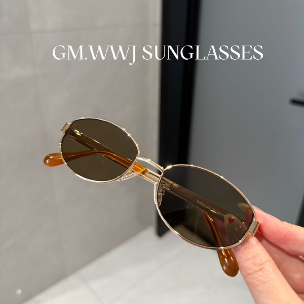 GM.WWJ金丝老钱风复古椭圆墨镜9051
